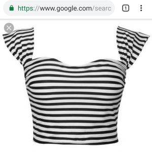 NWOT black & white stripe cupshe bathing suit top